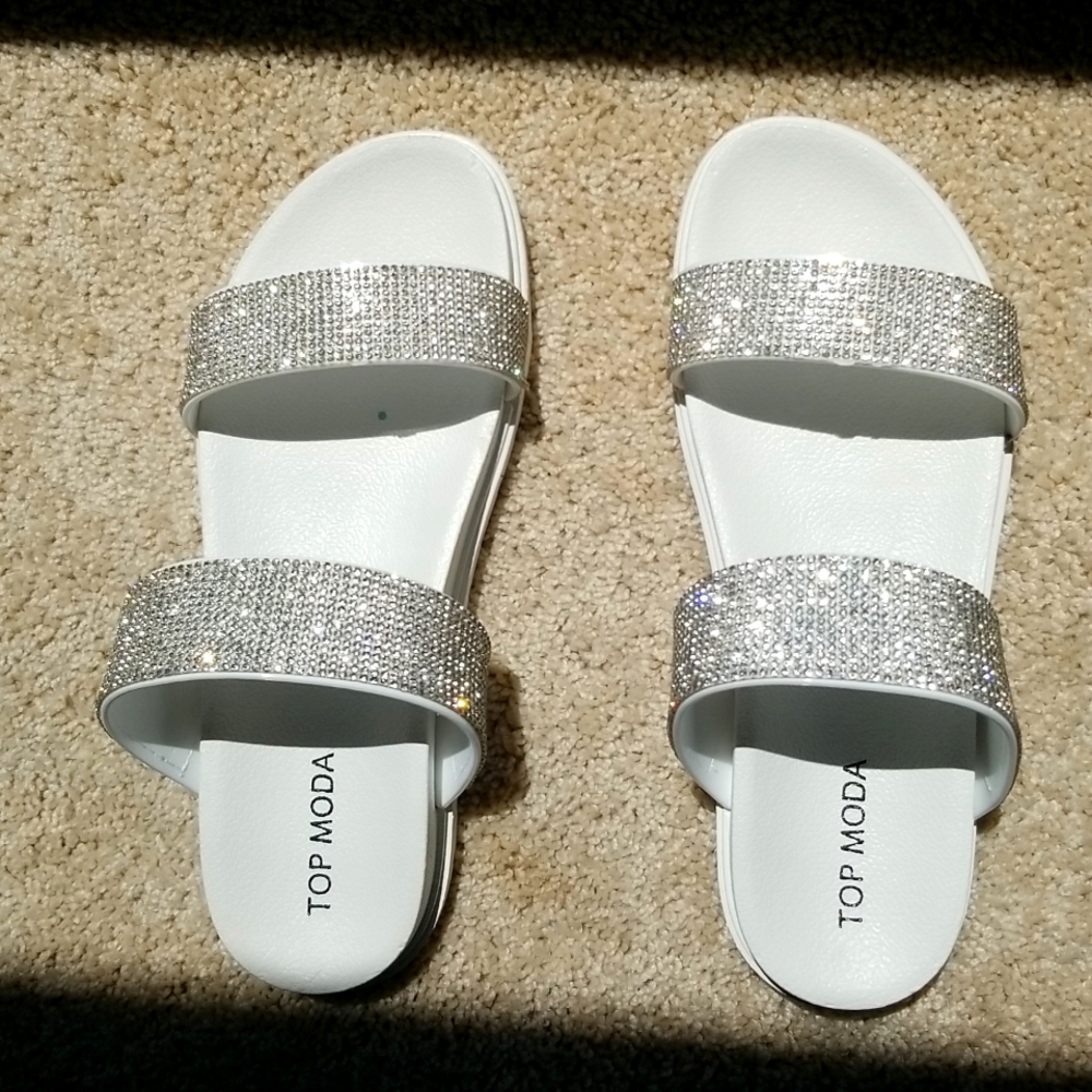 White rhinestone sandals